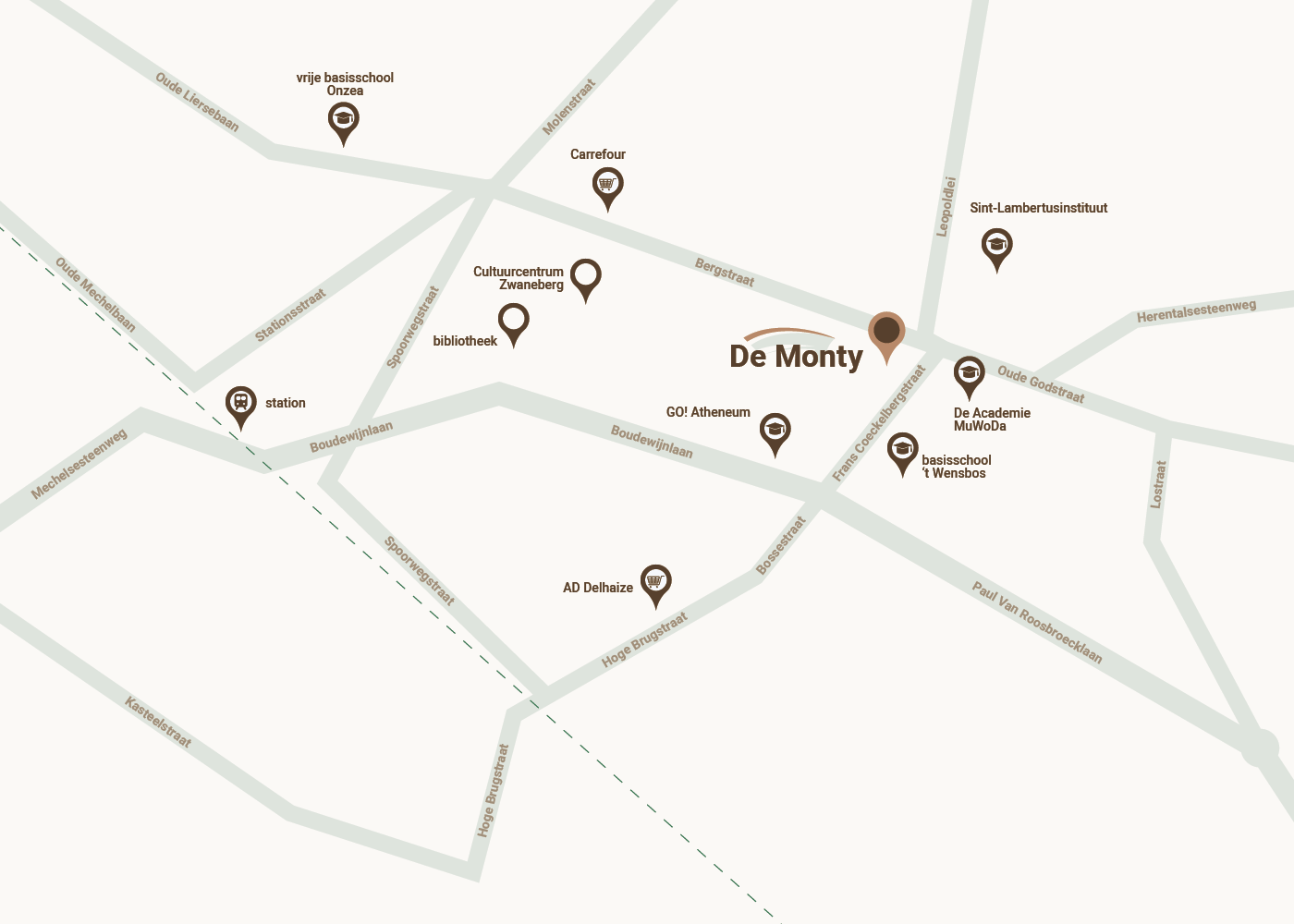 Liggingsplan De Monty Heist-op-den-Berg De Monty in Heist-op-den-Berg: interessante plaatsen in de omgeving